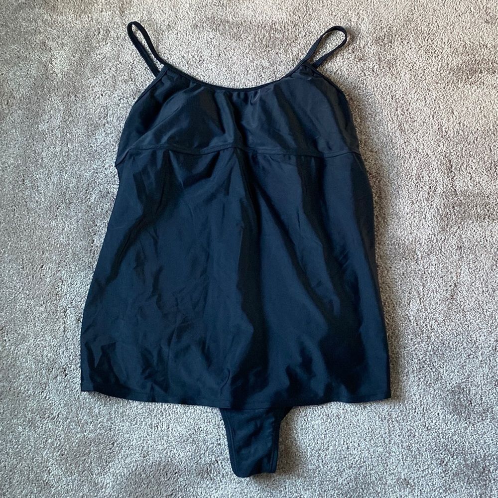 Motherhood Maternity One Piece Swimdress Black SIZE L Stretch